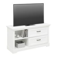 TV-Element in Weiss - Weiss/Schwarz, Romantik / Landhaus, Holzwerkstoff/Kunststoff (112/60/42cm) - Zandiara