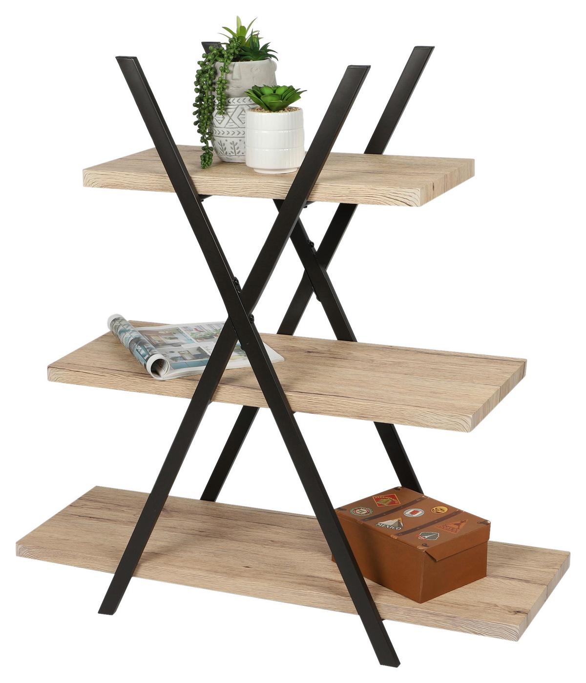 Polcos Elem Pyramid - natúr színű/fekete, faalapú anyag/fém (100/101/33cm)