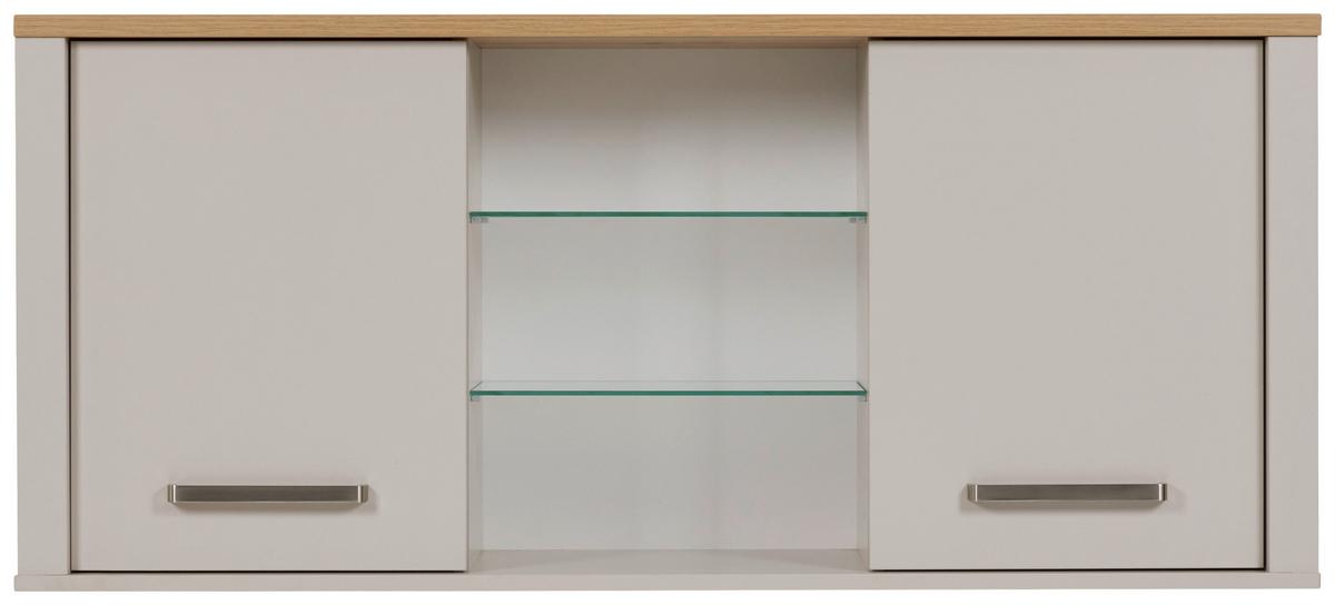 Küchenoberschrank Sardegna Kaschmir/Eiche - Kaschmir/Silberfarben, ROMANTIK / LANDHAUS, Glas/Holzwerkstoff (130/57/33cm) - home24