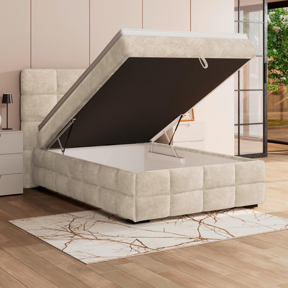 PAT BOX VEGA - alb/verde, Trend, lemn/textil (140/200cm) - Modern Living