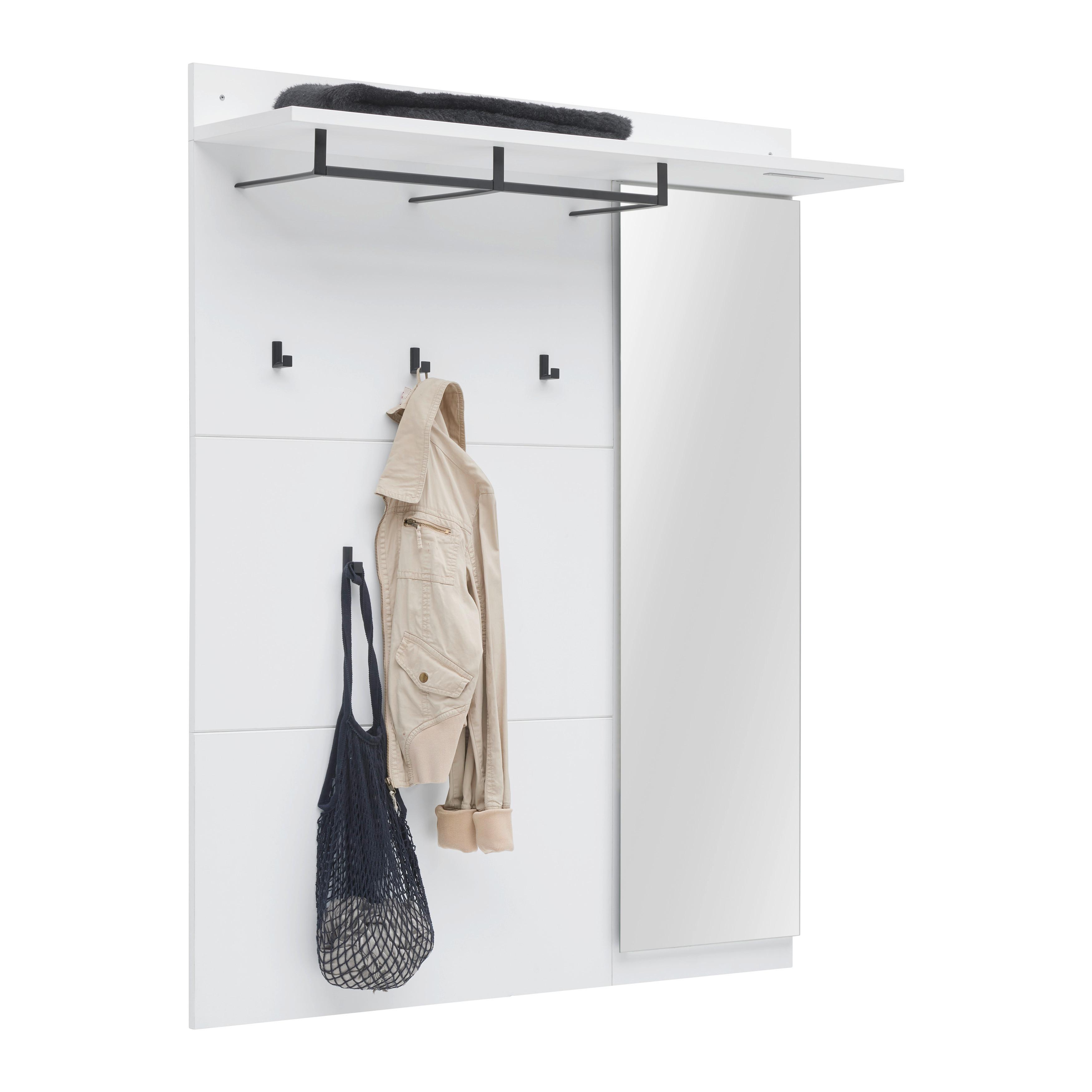 Garderobenpaneel Dallas Weiss - Weiss, Modern, Glas/Holzwerkstoff (120/149/30cm) - Mömax