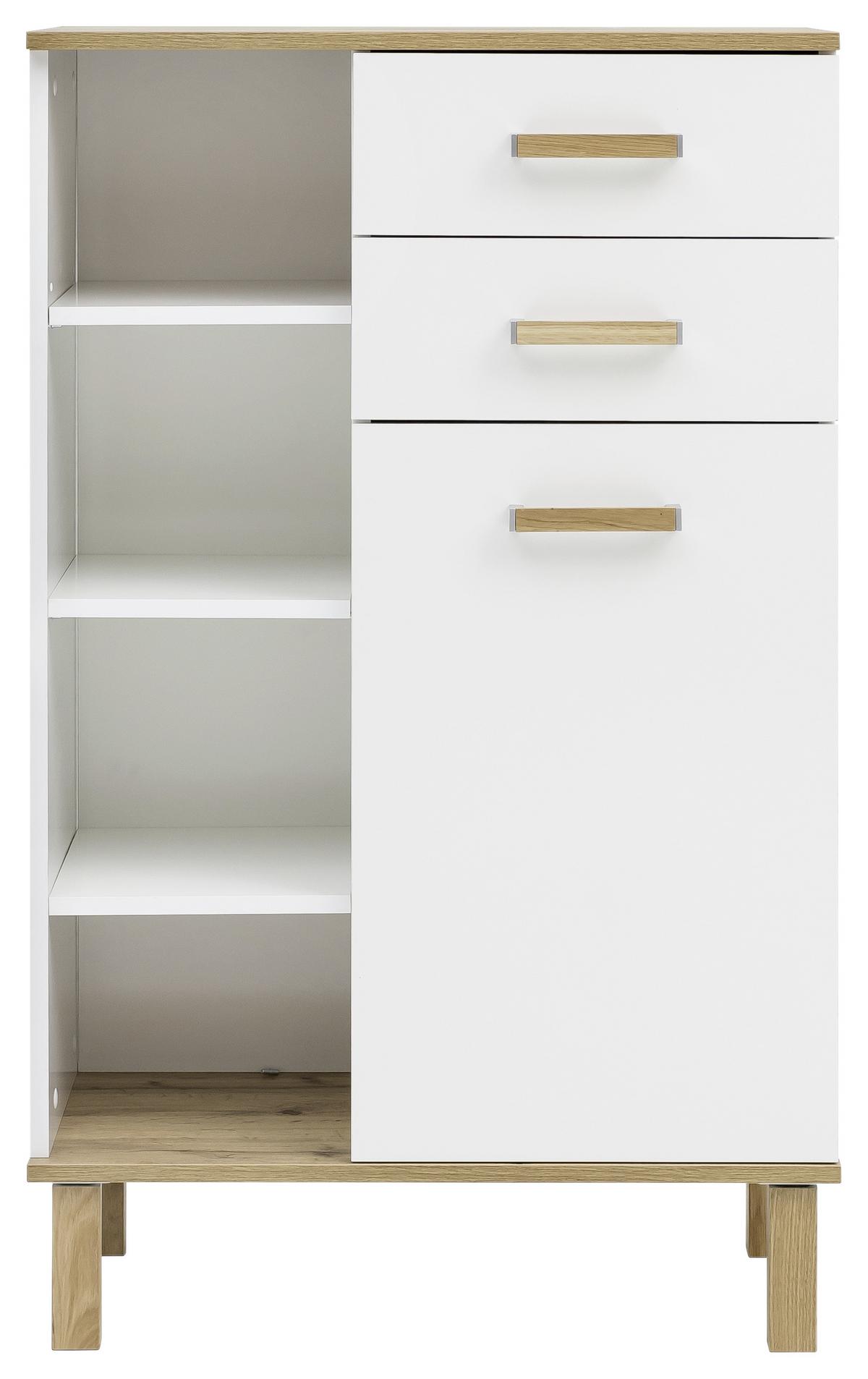 Midischrank "Padua" , weiß - Eichefarben/Weiß, MODERN, Holz/Holzwerkstoff (67,0/114,5/35,0cm) - MID.YOU