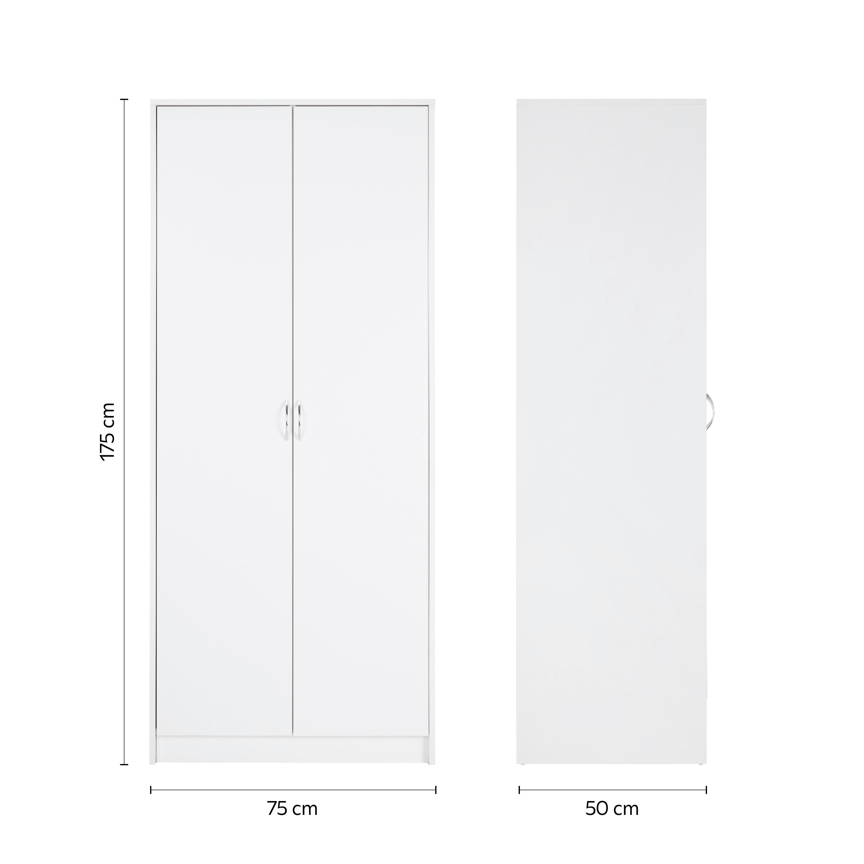 Kleiderschrank "Nika", weiß - Silberfarben/Weiß, MODERN, Holzwerkstoff/Kunststoff (75/175/50cm) - Bessagi Home
