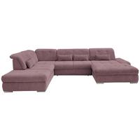 Wohnlandschaft Dalida Brombeere Chenille - Chromfarben/Brombeere, Design, Textil/Metall (254/376/195cm) - Livetastic