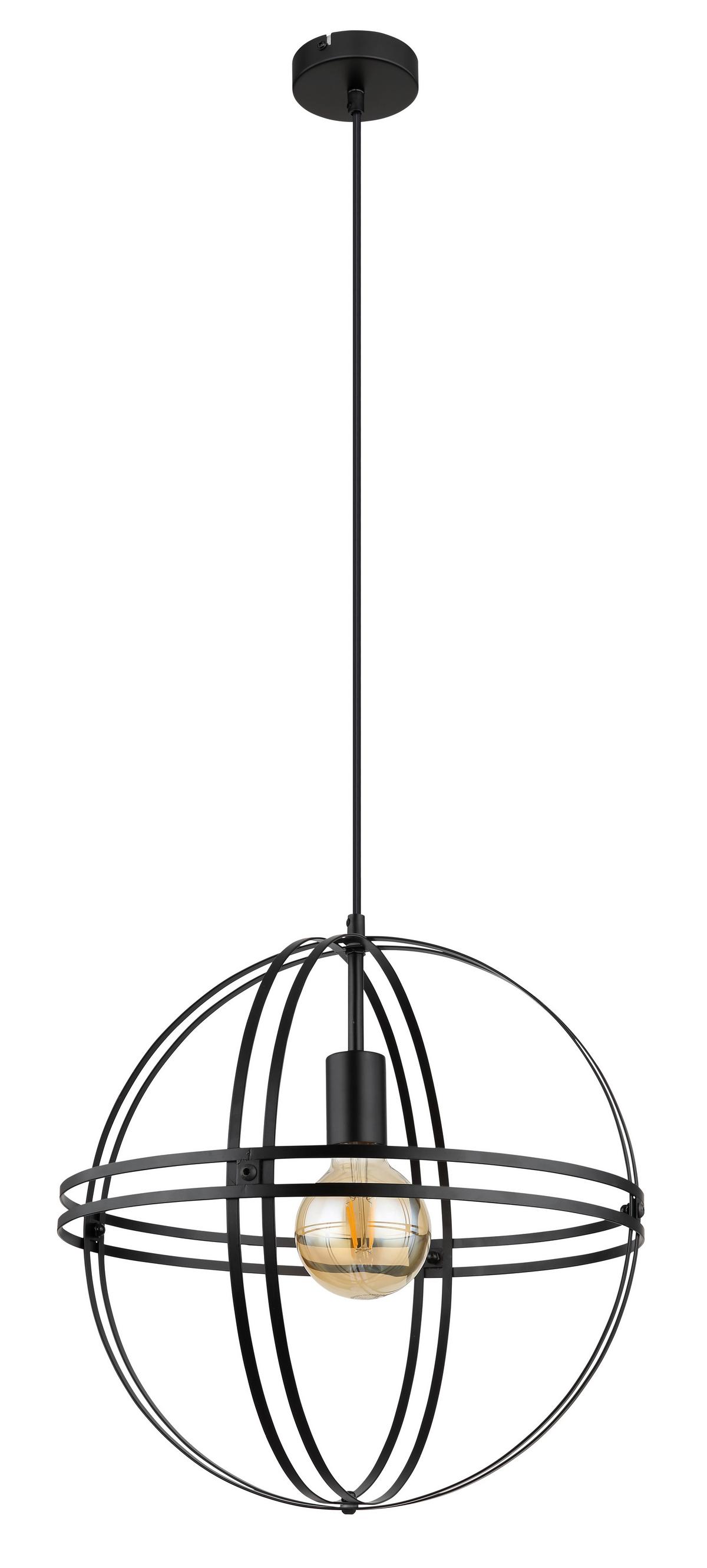 Hängeleuchte Tamara Schwarz matt max. 60 Watt - Schwarz, Design, Metall (40/120cm) - Globo