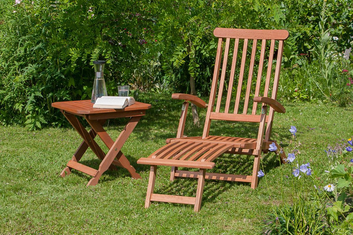 Garten-Relaxliege Deckchair aus Eukalyptus Natur - Naturfarben, KONVENTIONELL, Holz (58/92/144cm) - Gardenson