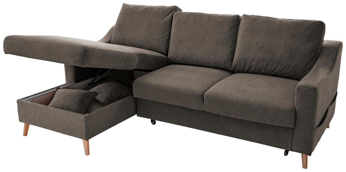 Wohnlandschaft Valentina Braun Struktur - Braun/Naturfarben, KONVENTIONELL, Holz/Textil (150/228cm) - P & B