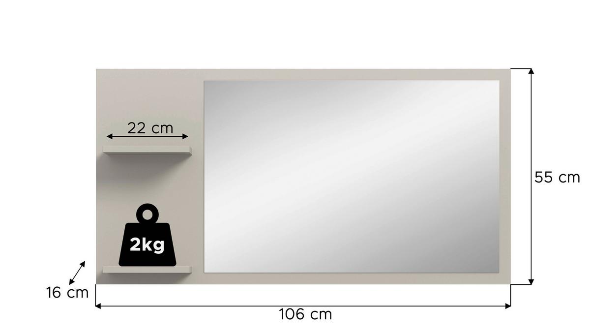 SPIEGEL STATION - Kaschmir, Design, Holzwerkstoff (106/55/16cm) - MID.YOU
