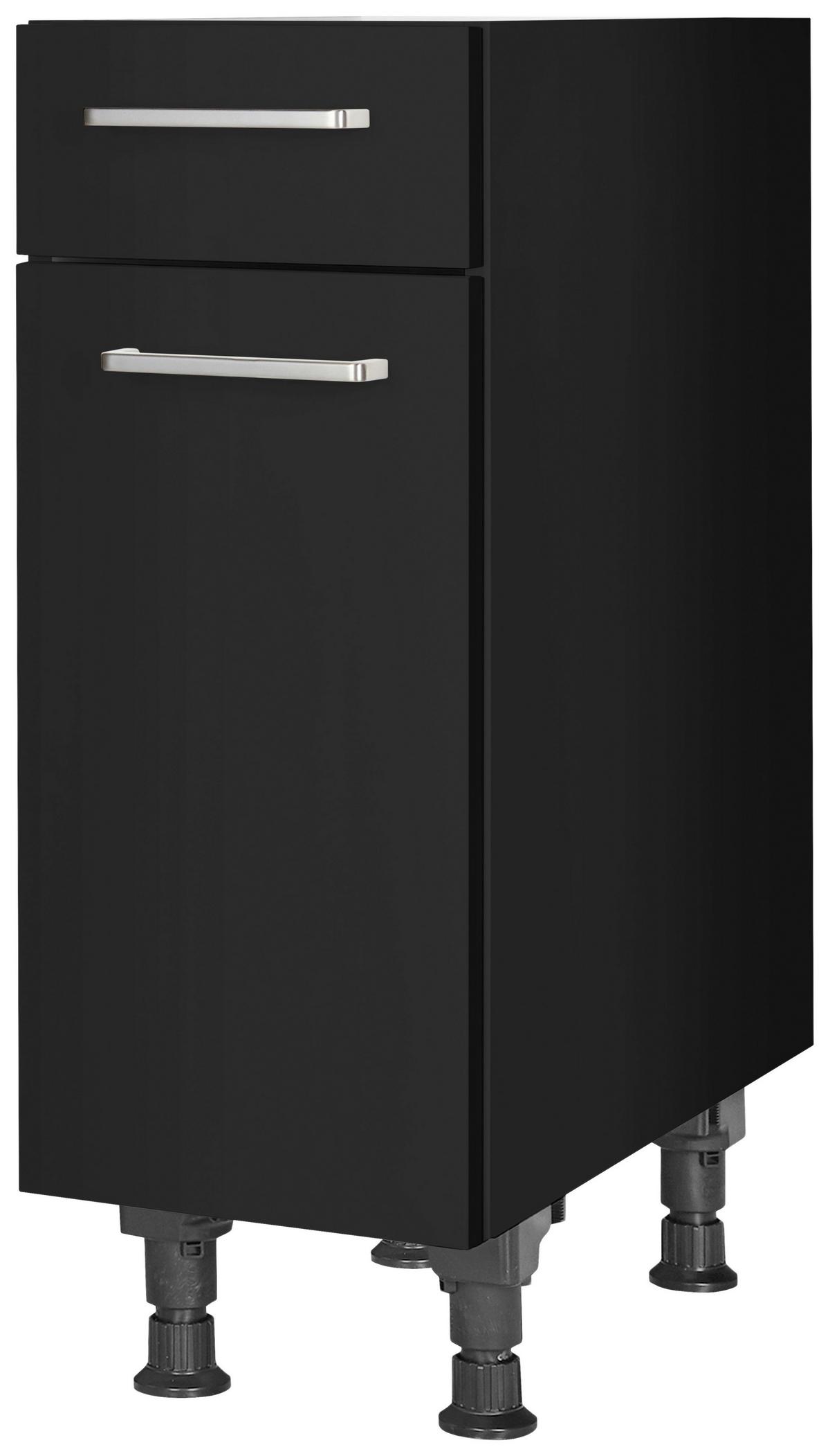 Schubkastenunterschrank Touch Schwarz - Edelstahlfarben/Schwarz, MODERN, Holzwerkstoff/Metall (30/87/56cm) - Nobilia