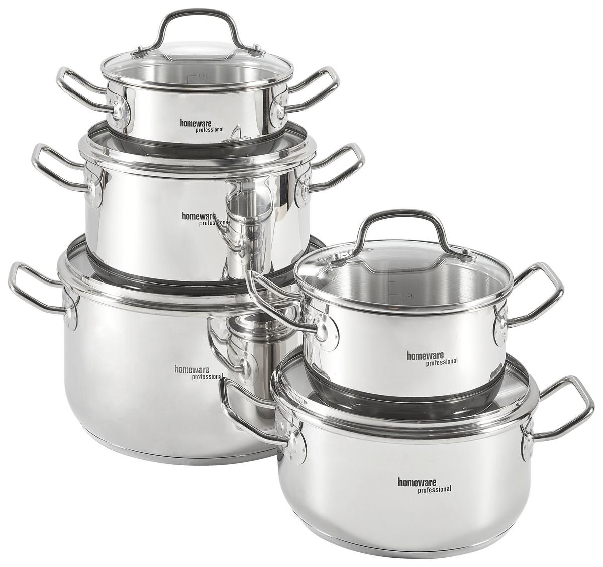 ZESTAW GARNKÓW PALMA - kolor stalowy/przejrzysty, Basics, metal/szkło - Homeware Profession.