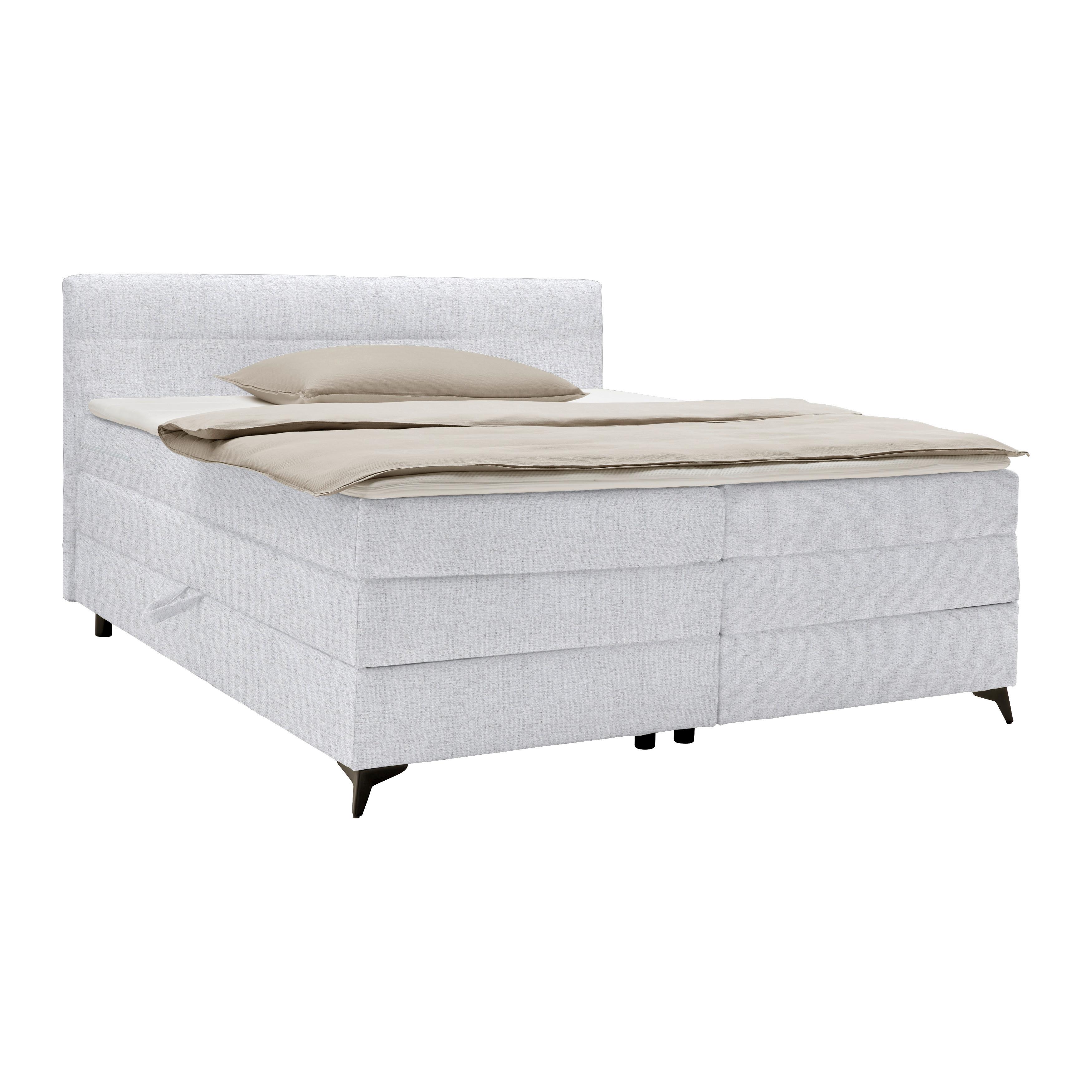 Boxspringbett Bari in Hellgrau ca. 180x200cm - Hellgrau/Schwarz, KONVENTIONELL, Textil/Metall (180/200cm) - Mömax