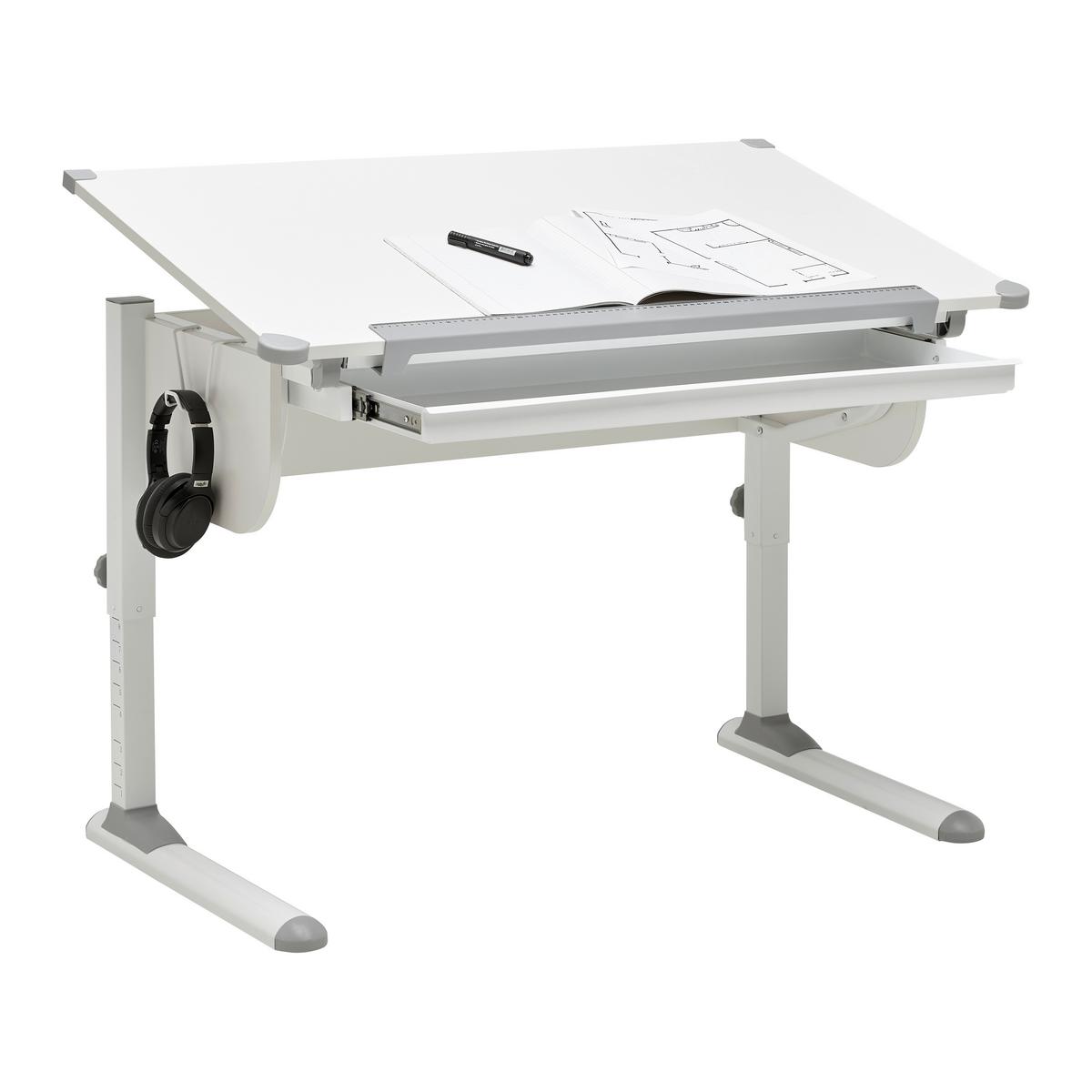 Schreibtisch Studare Grau/Weiss - Weiss/Grau, Konventionell, Holzwerkstoff/Metall (110/55-78/68cm) - Mömax