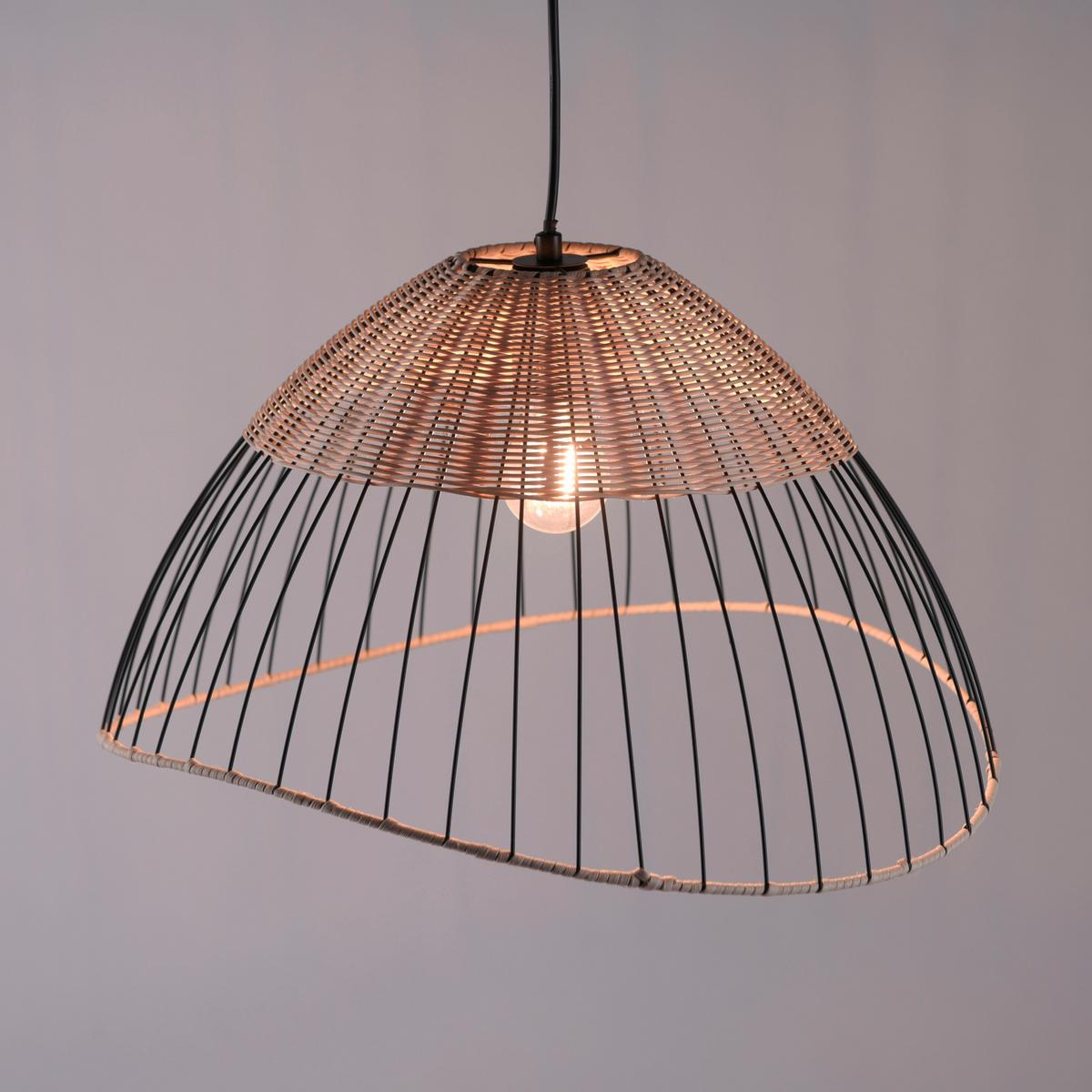 LAMPA WISZĄCA 30207-79AO KORE - kolor drewna eukaliptusowego/czarny, Natur, tworzywo sztuczne/metal (48/48/120cm) - Just Light