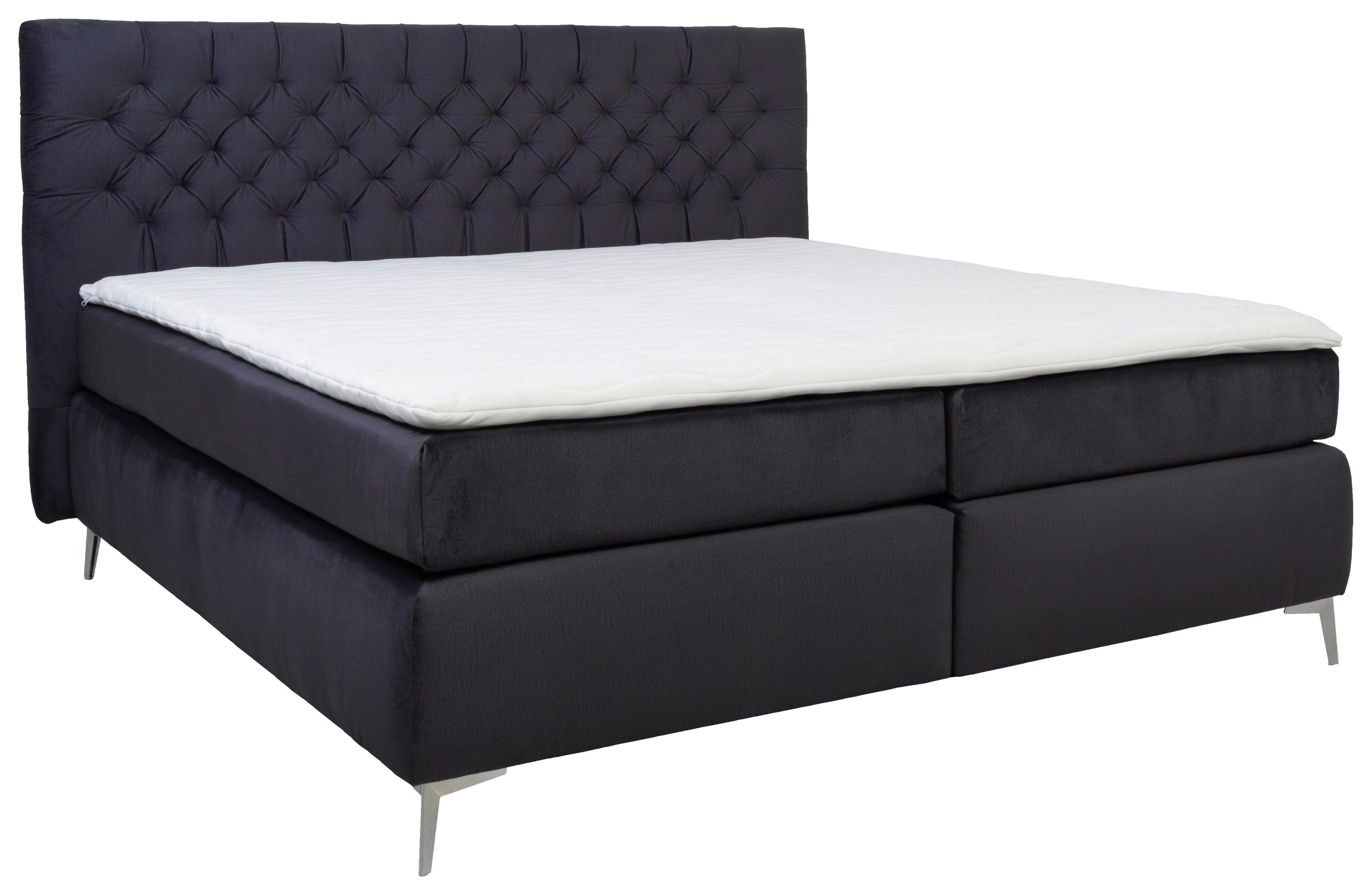 Postelja Boxspring One - barve kroma/črna, Konvencionalno, tekstil (180/200cm)
