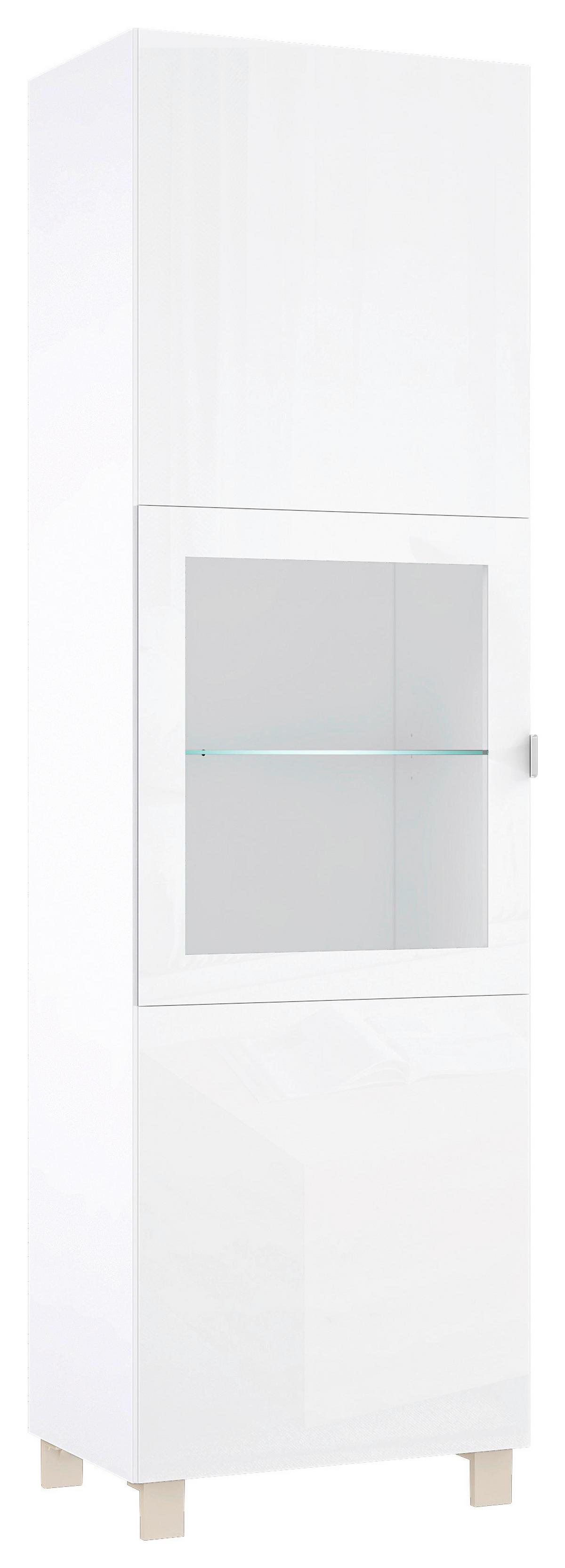 Vitrina Poole, bela - barve nerjavečega jekla/barve šampanjca, Design, kovina/umetna masa (60/203,5/41,5cm) - Hom`in