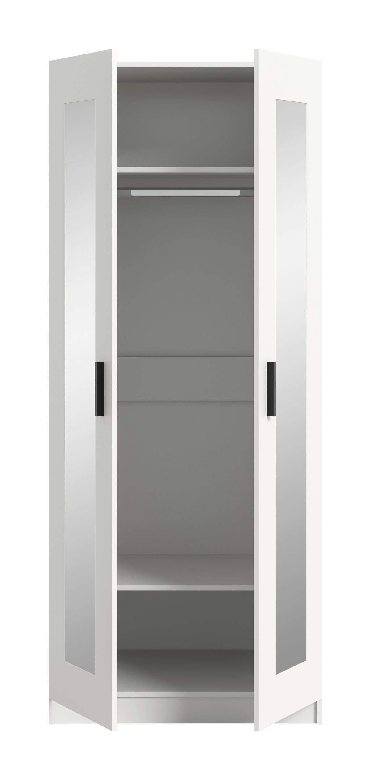 Drehtürenschrank Visby Weiß - Schwarz/Weiß, ROMANTIK / LANDHAUS, Holzwerkstoff/Kunststoff (80/195/56cm) - Livetastic