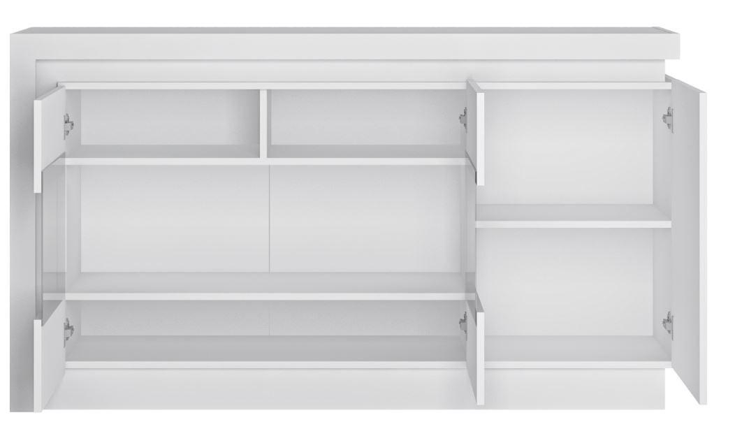 Komoda Lyon - bijela/bijela visoki sjaj, Trend, staklo/drvni materijal (157,6/89,1/42cm) - Modern Living