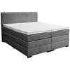 Boxspringbett Malaga ohne Fußteil Grau ca. 180x200cm - Dunkelgrau/Silberfarben, KONVENTIONELL, Holzwerkstoff/Kunststoff (180/200cm) - Premium Living