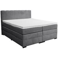 Boxspringbett Malaga ohne Fußteil Grau ca. 180x200cm - Dunkelgrau/Silberfarben, KONVENTIONELL, Holzwerkstoff/Kunststoff (180/200cm) - Premium Living
