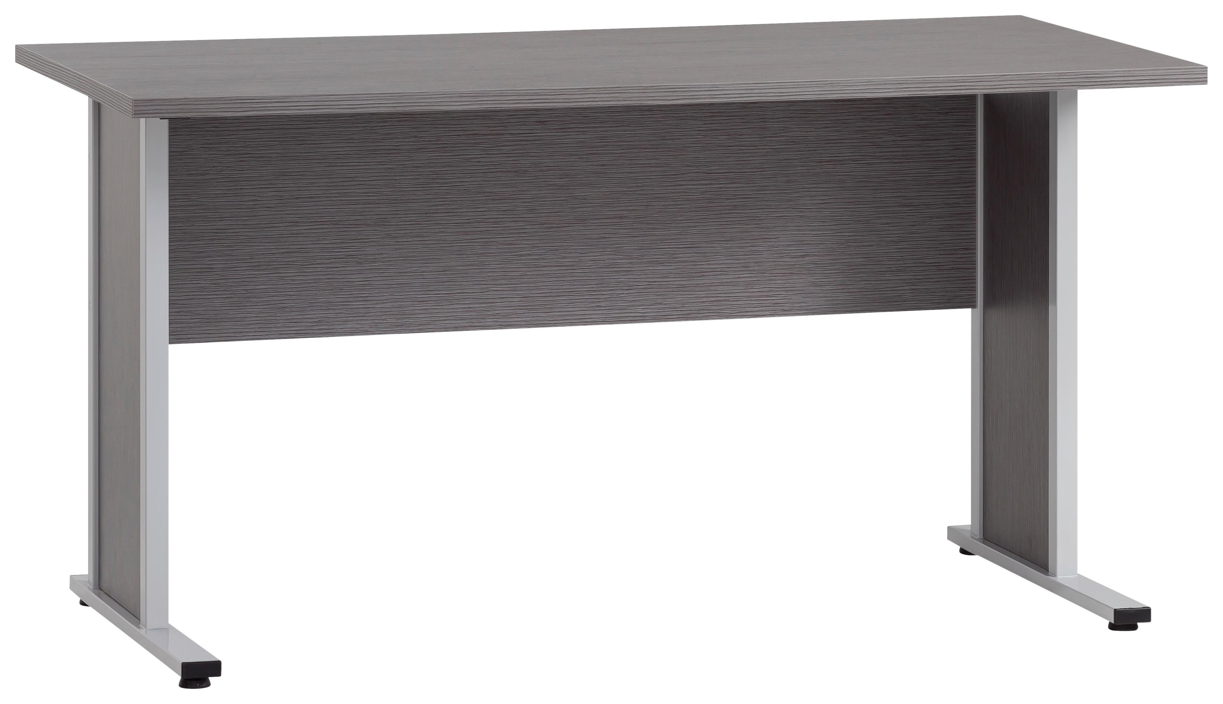 Schreibtisch Set 4100 Grau ca. 140x65x72,2cm - Silberfarben/Hellgrau, MODERN, Holzwerkstoff/Metall (140/65/72,2cm) - MID.YOU