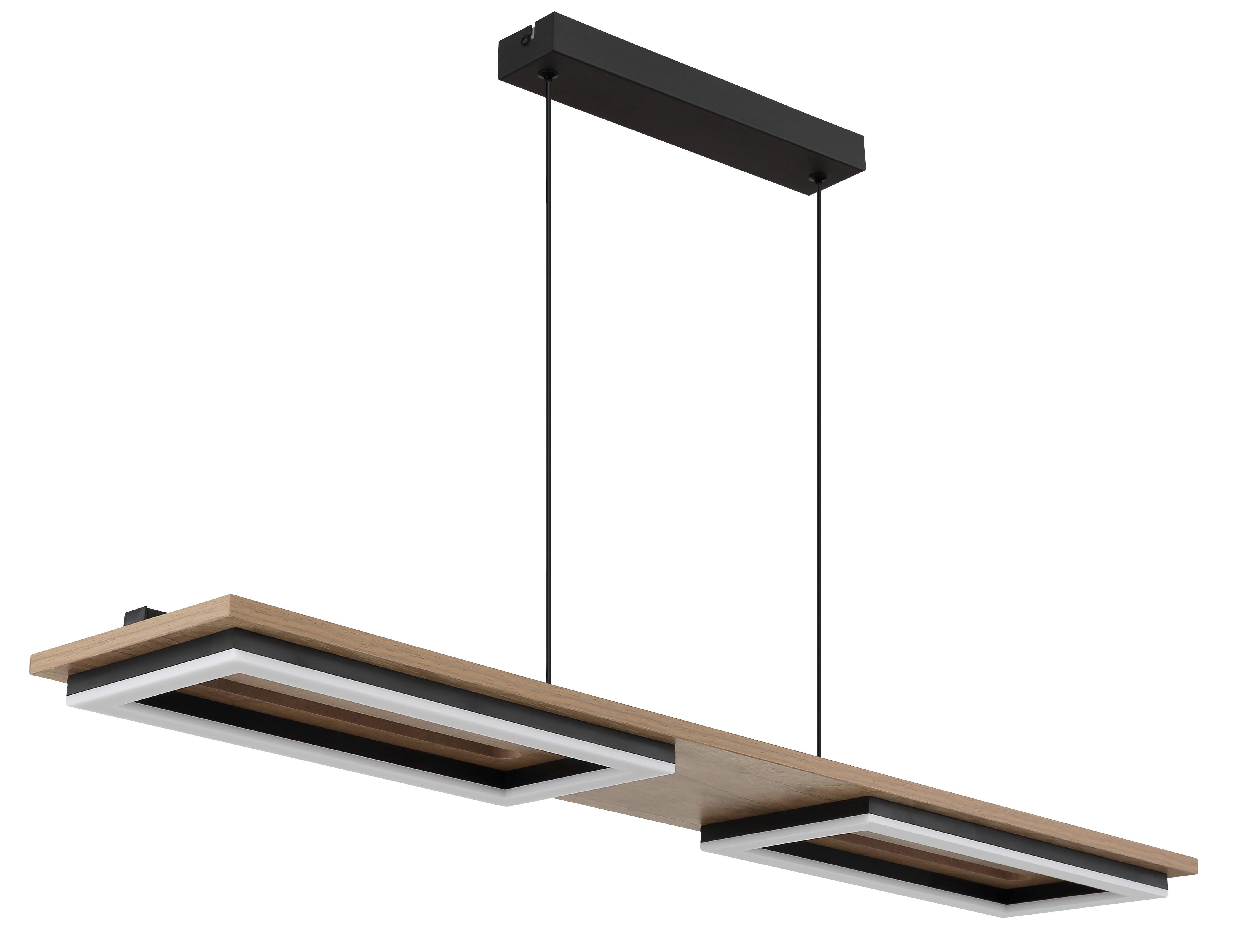 Led Viseća Svjetiljka Bruce - tamno smeđa/crna, Design, drvni materijal/metal (90/18/120cm) - Globo