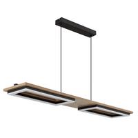 Led Viseća Svjetiljka Bruce - tamno smeđa/crna, Design, drvni materijal/metal (90/18/120cm) - Globo