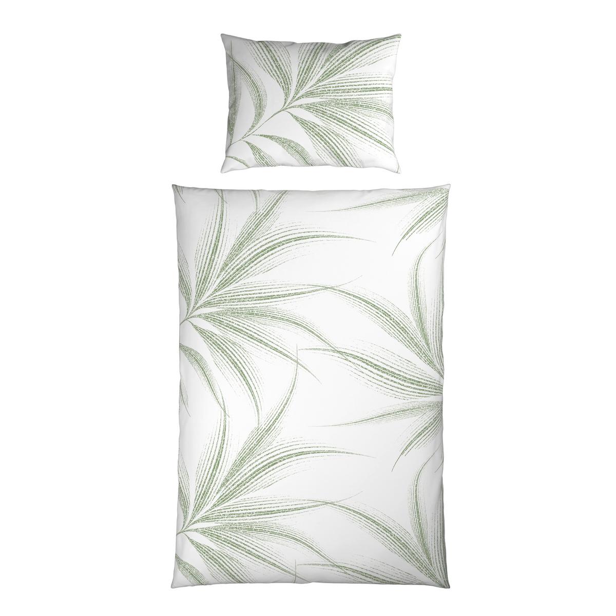 Bettwäsche Melefa Grün/Weiß ca. 140x200cm - Weiß/Grün, KONVENTIONELL, Textil (140/200cm) - Mömax