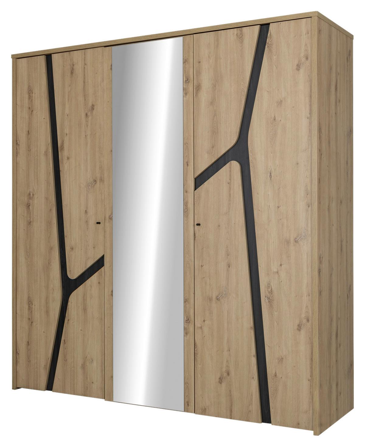 SZAFA UCHYLNA ALANA - kolor ciemnego dębu/czarny, Modern, materiał drewnopochodny/metal (200/210/60cm) - MID.YOU