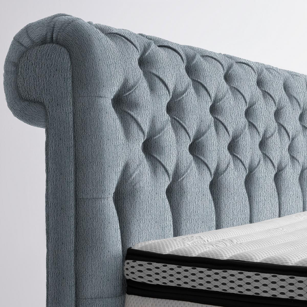 Boxspringbett Queen in Greige ca. 180x200cm - Chromfarben/Greige, KONVENTIONELL, Textil (180/200cm) - Premium Living