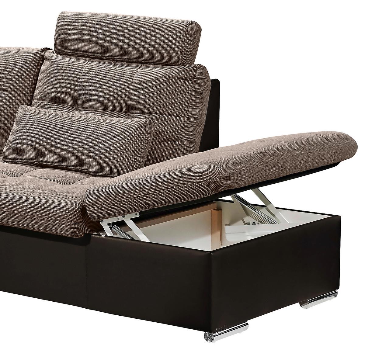 Wohnlandschaft Jakarta U inkl. Kissen Braun - Hellbraun/Dunkelbraun, MODERN, Holzwerkstoff/Textil (170/324/218cm) - MID.YOU