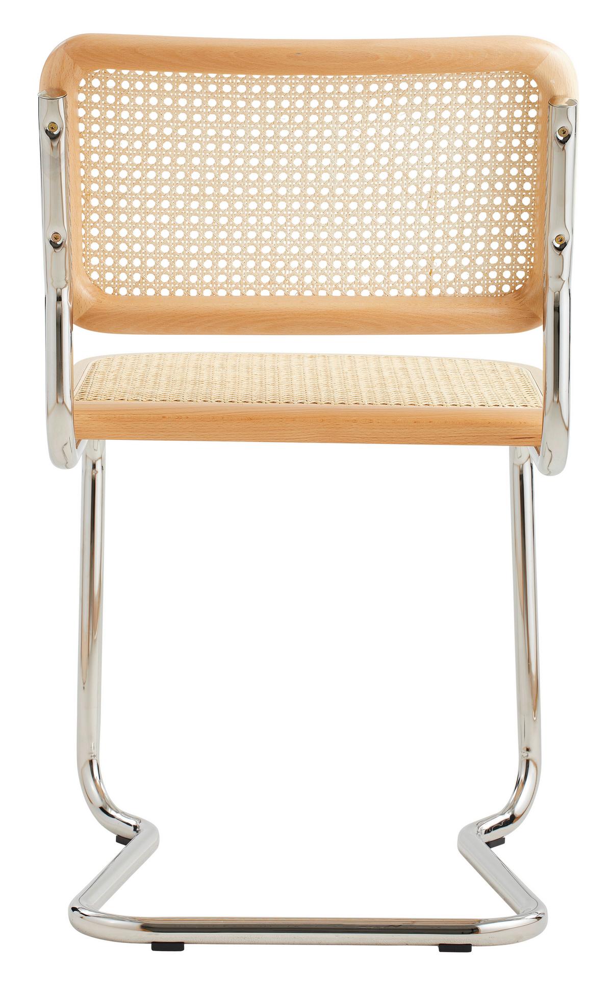 KRZESŁO NA PŁOZIE HOLM.17 - beżowy/kolor naturalny, Design, metal/drewno (46/82/48cm) - Livetastic