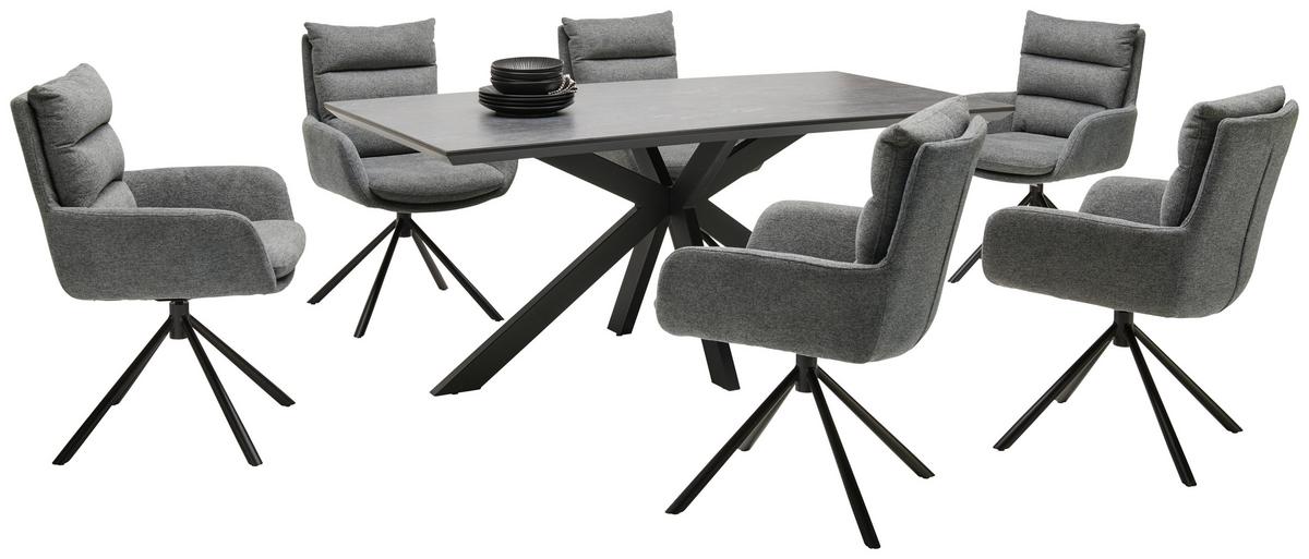 Jedilna Miza Steve, Črna, Keramična Plošča, 180x90 - črna, Moderno, kovina/leseni material (180/76/90cm)