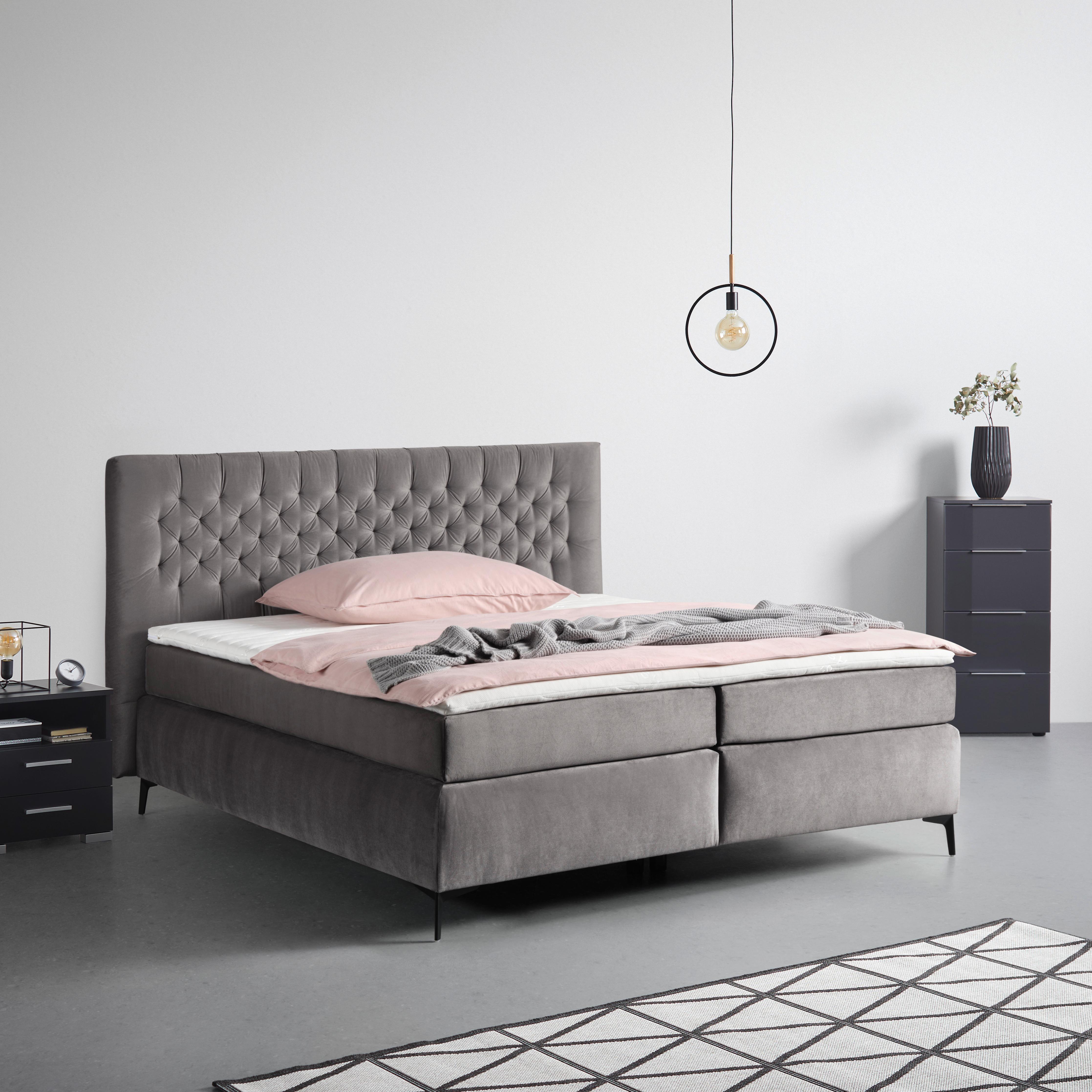 Pat Boxspring ONE - antracit/gri, Konventionell, lemn/textil (160/200cm) - Mömax