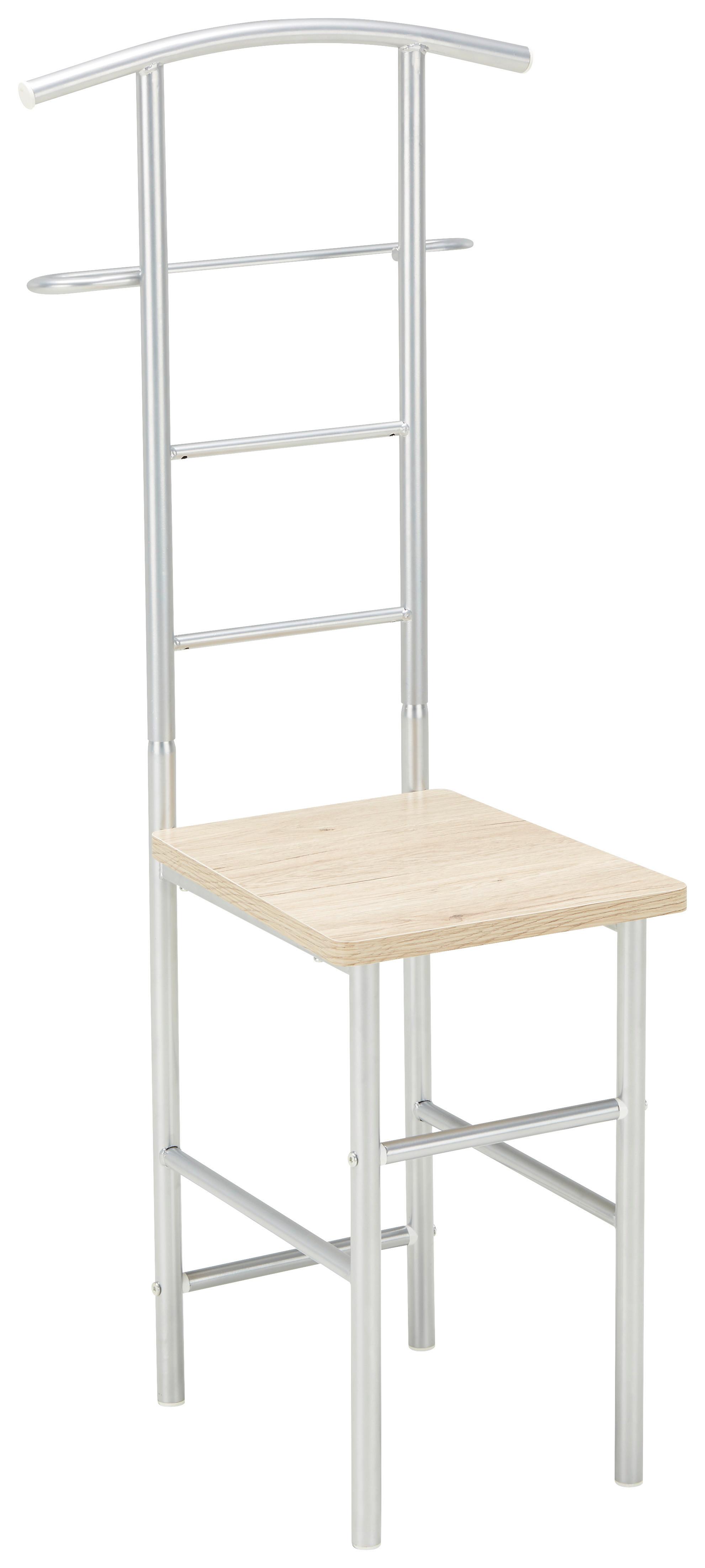 Herrendiener in Eichefarben - Eichefarben/Alufarben, MODERN, Holzwerkstoff/Metall (46/109/46cm) - Mömax