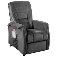 Relaxsessel Harry Dunkelgrau Velours - Dunkelgrau/Schwarz, Design, Kunststoff/Textil (77/107/88cm) - Livetastic