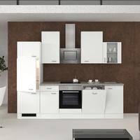 Küchenzeile Wito ohne Geräte 280cm Weiß - Edelstahlfarben/Hellgrau, KONVENTIONELL, Holzwerkstoff/Kunststoff (280cm) - FlexWell