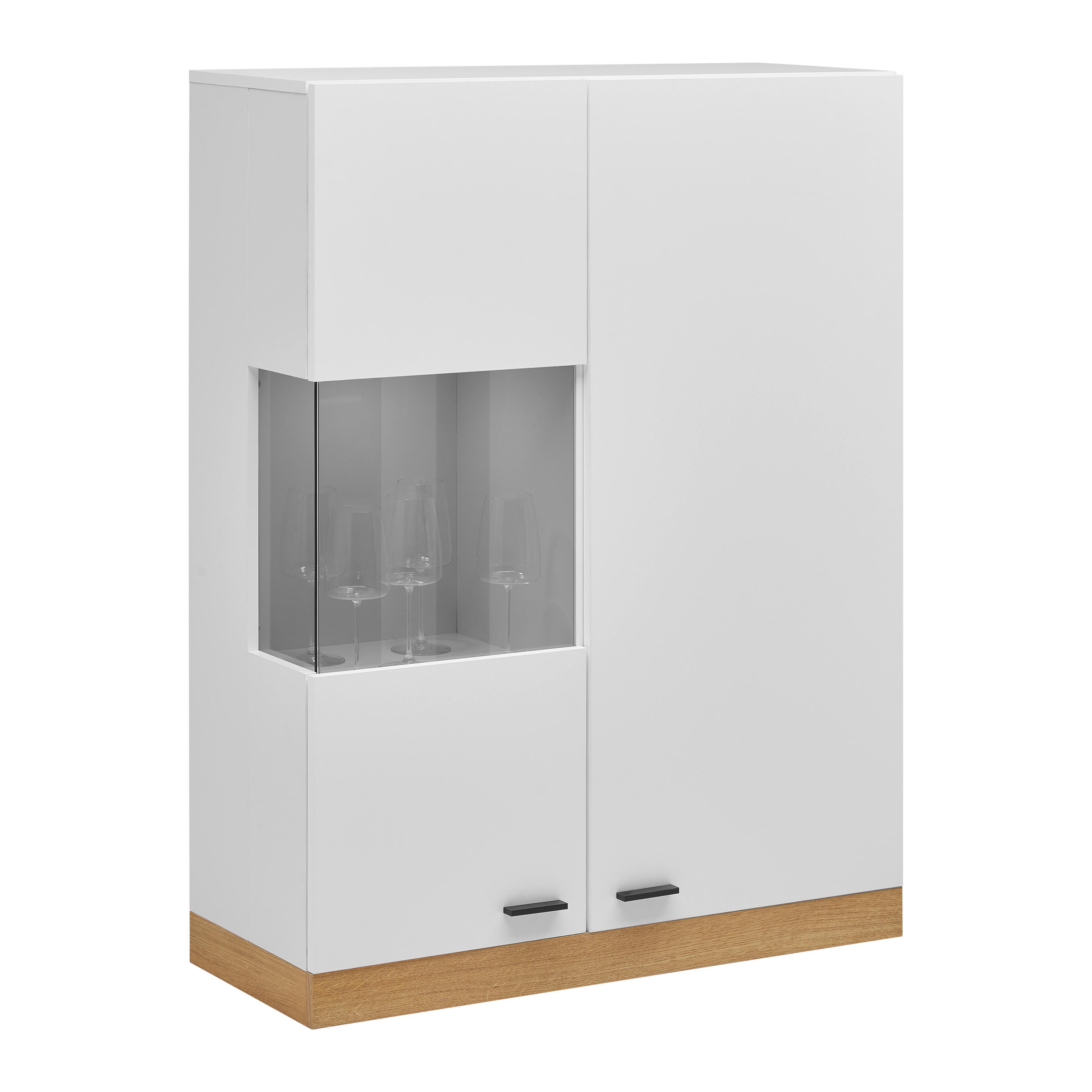 Hängevitrine Kiro Weiß/Eichefarben - MODERN, Glas/Holzwerkstoff (90/120/35cm) - Mömax