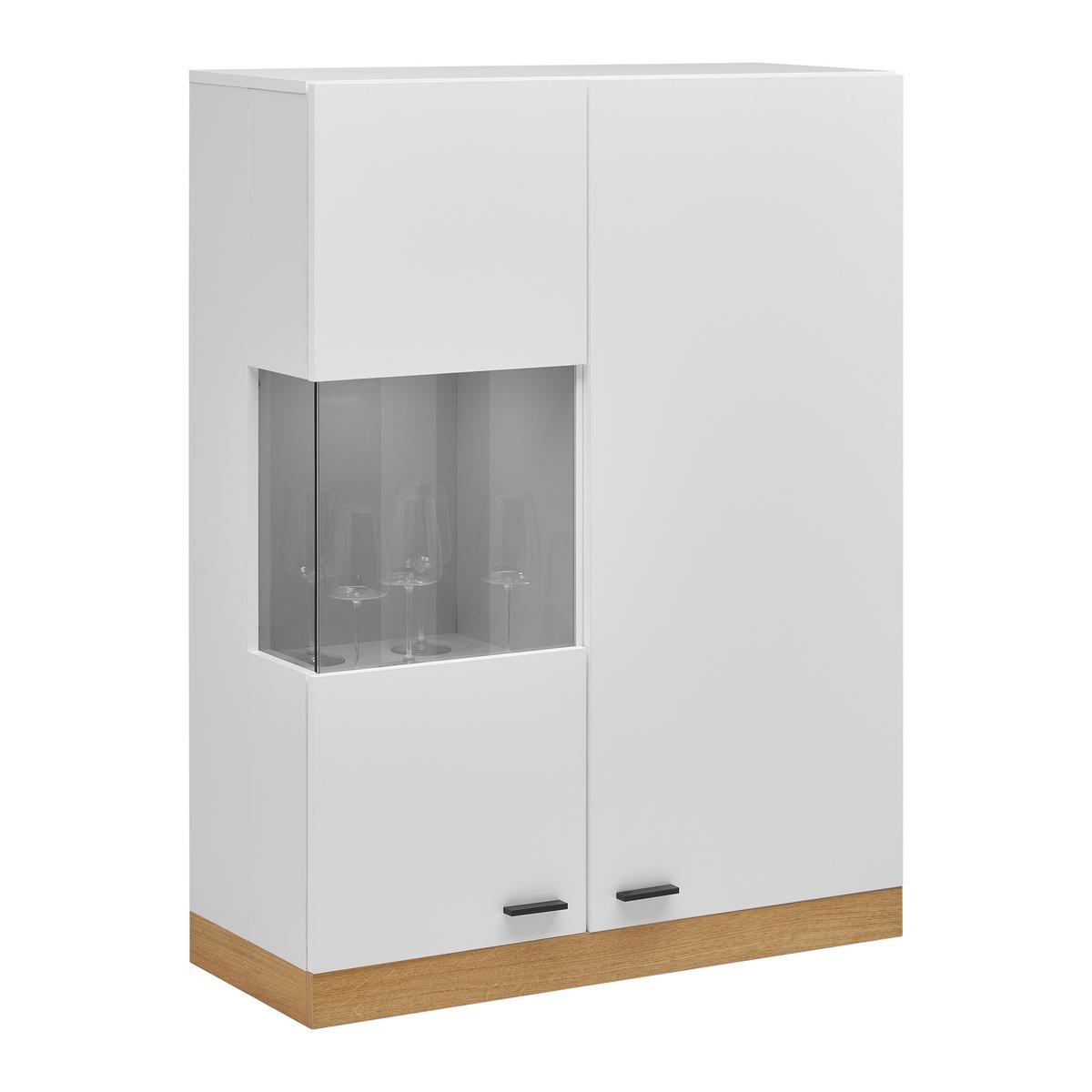 Hängevitrine Kiro Weiß/Eichefarben - MODERN, Glas/Holzwerkstoff (90/120/35cm) - Mömax