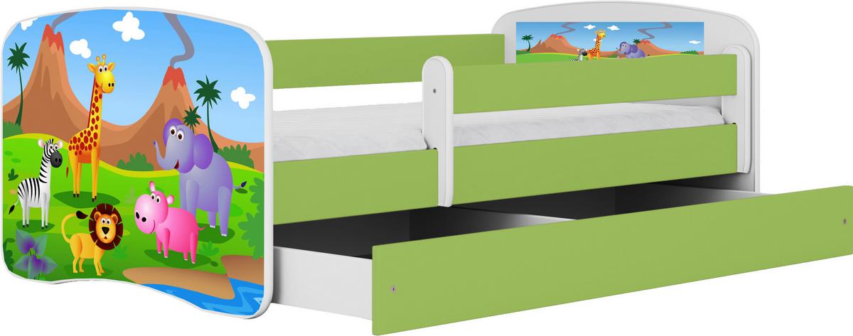 Otroška Postelja Babydreams, Bela, Zelena, 80x160cm - zelena/bela, Moderno, tekstil/leseni material (80/160cm) - MID.YOU