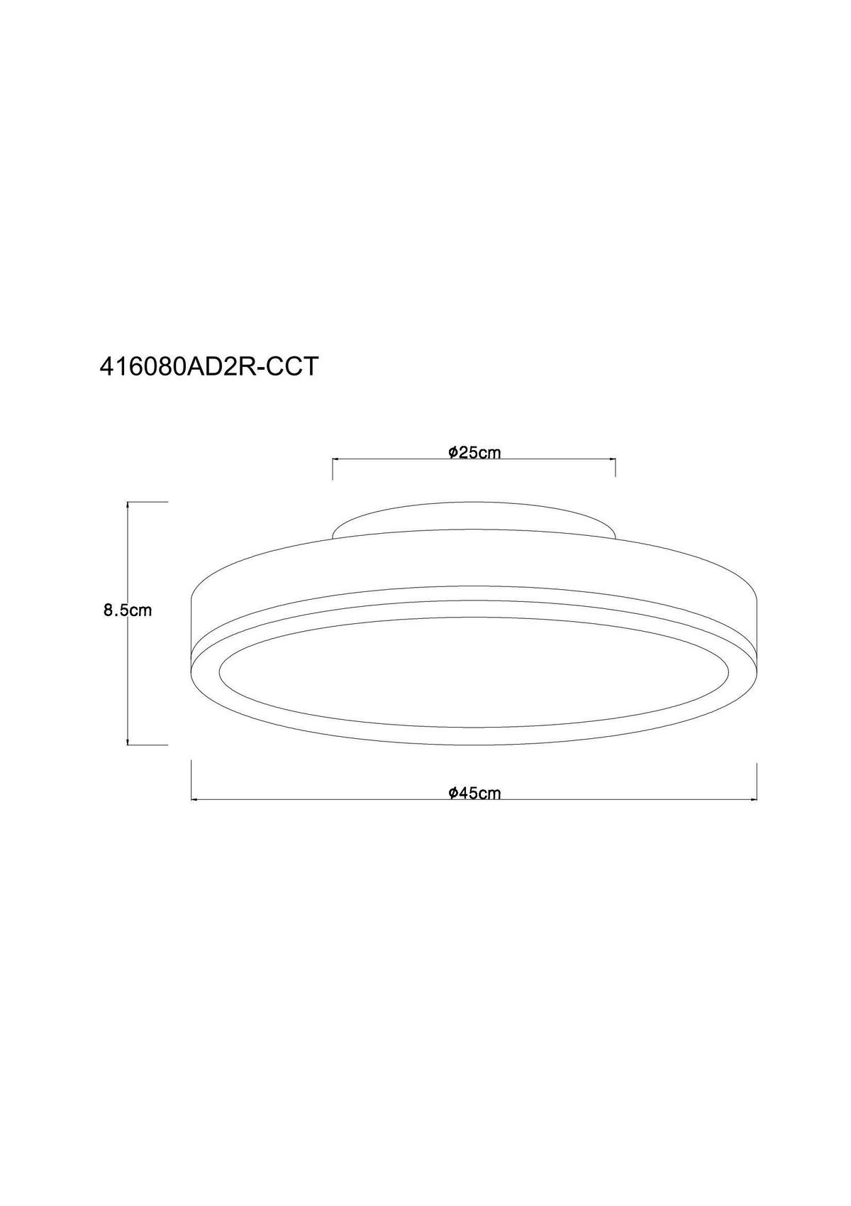 LED-DECKENLEUCHTE 416080AD2R-CCT DORO - Weiss/Dunkelgrau, Basics, Kunststoff/Metall (45/8,5cm) - Globo