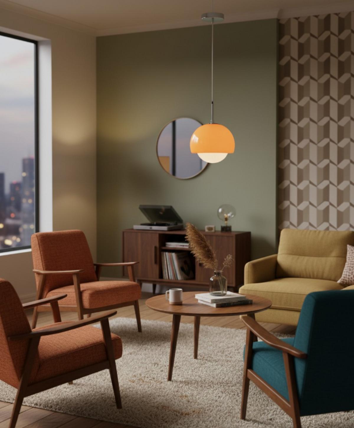LAMPA WISZĄCA KRISTI - biały/pomarańczowy, Design, metal/szkło (22,5/120cm) - Collett's Monde