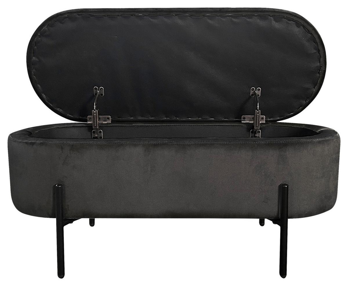 Sitzbank NOVA Schwarz, Samt - Schwarz, Design, Textil/Metall (95/42/37,5cm) - MID.YOU