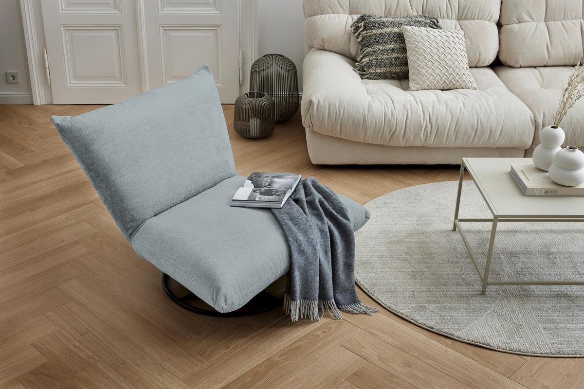 Relaxsessel Cremona Hellblau - Schwarz/Hellblau, Design, Textil/Metall (100/78/96cm) - Livetastic