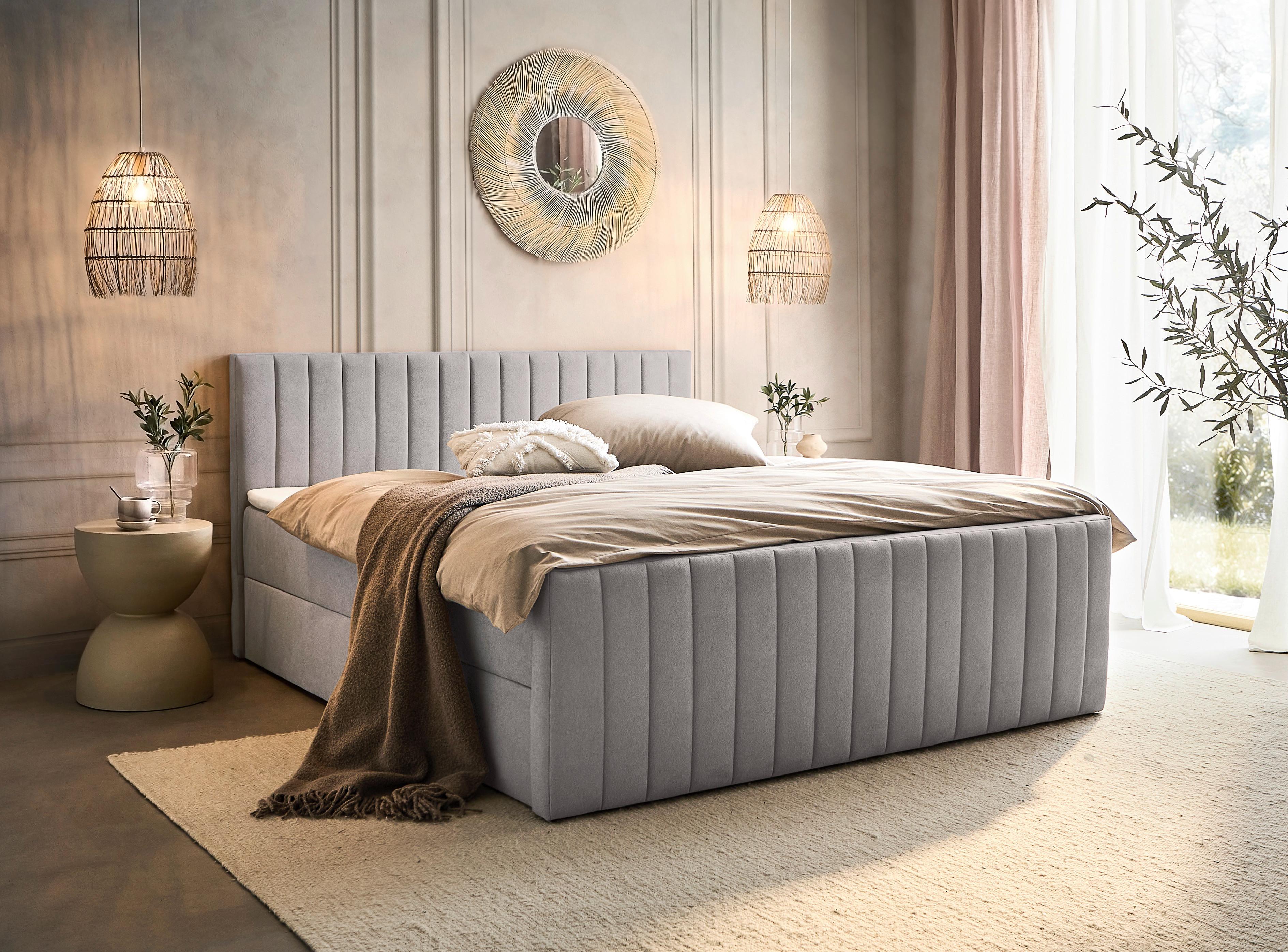 Box Krevet Sontje - svijetlo siva/crna, Konvencionalno, tekstil/plastika (180/200cm) - Modern Living