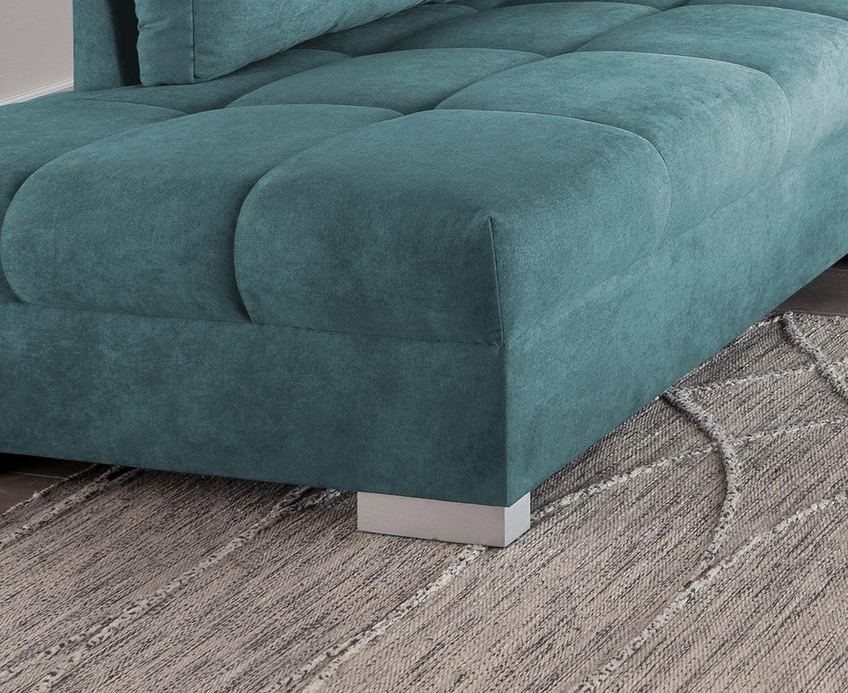 Wohnlandschaft Alvito Petrol Nylon/Mikrofaser - Silberfarben/Petrol, Design, Holz/Textil (202/298cm) - MID.YOU