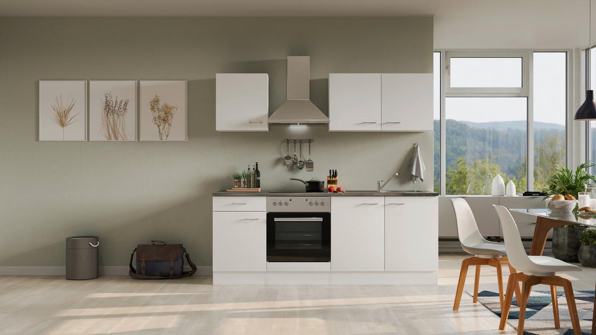 Kuhinjski Blok Lucca - bela/barve aluminija, Moderno, umetna masa/leseni material (210cm) - FlexWell