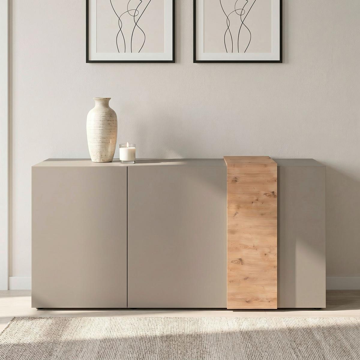 Komoda Amalfi 2 - kašmir/hrast artisan, Moderno, pločasti materijal (181/86/44cm) - Modern Living