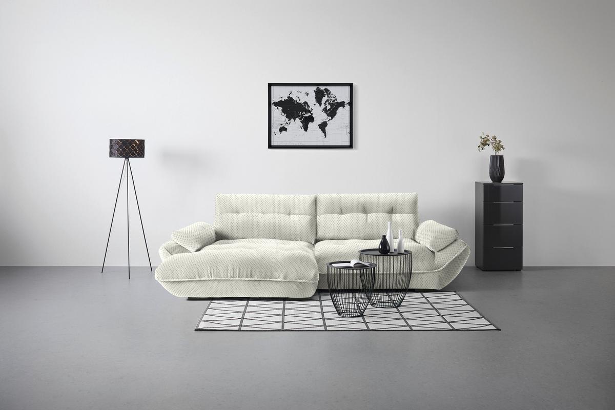 Wohnlandschaft Vivo Creme - Creme/Schwarz, MODERN, Kunststoff/Textil (179/63/317cm) - Premium Living