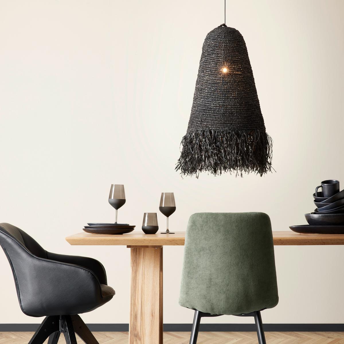 Senčnik Za Svetilko Borgholm - črna, Trendi, kovina/naravni materiali (45/57cm) - Premium Living