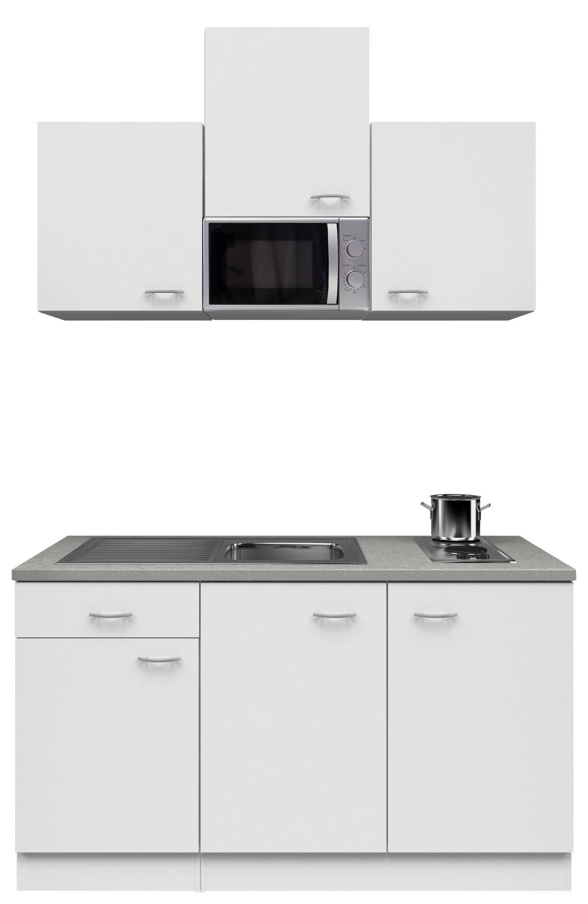 Majhna Kuhinja Wito, Bela - barve nerjavečega jekla/bela, Moderno, umetna masa/leseni material (150cm) - FlexWell